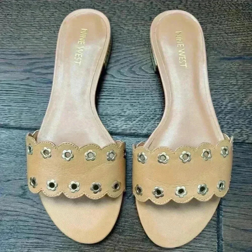 Nine  West Leather Sandals - Black & Tan